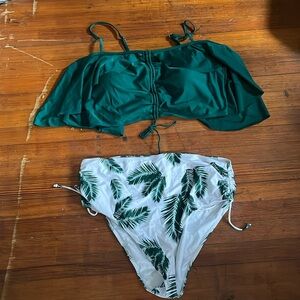 Swimsuit , 4XL, cute, green and white, never worn